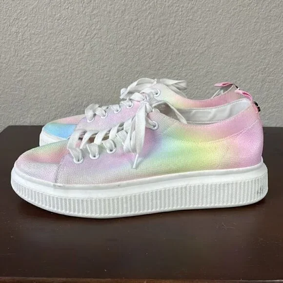 New BP Sonny Fab Platform Sneaker in Pastel Tie Dye Rainbow Sz 9 - Picture 2 of 10
